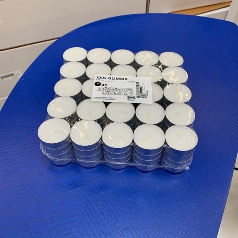 1 packs/100 individual IKEA GLIMMA Unscented tea lights date night dinner party